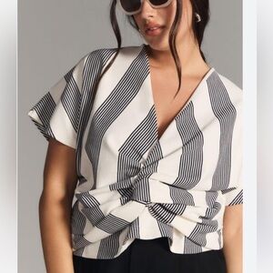 Bishop & Young Brooke Twist Striped Front Top Shirt in large